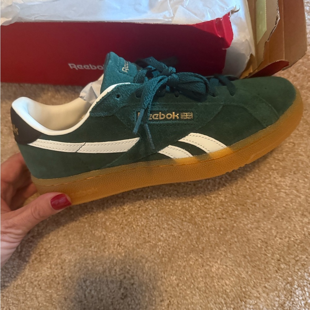 Reebok Club C Grounds UK Emerald Green Sneakers with White Trim